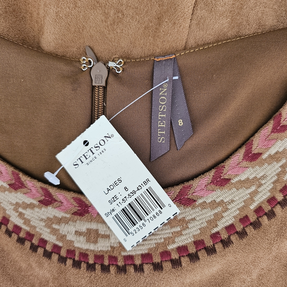 Stetson Tobacco Brown Sleeveless Faux Suede Mini Dress - Picture 11 of 16
